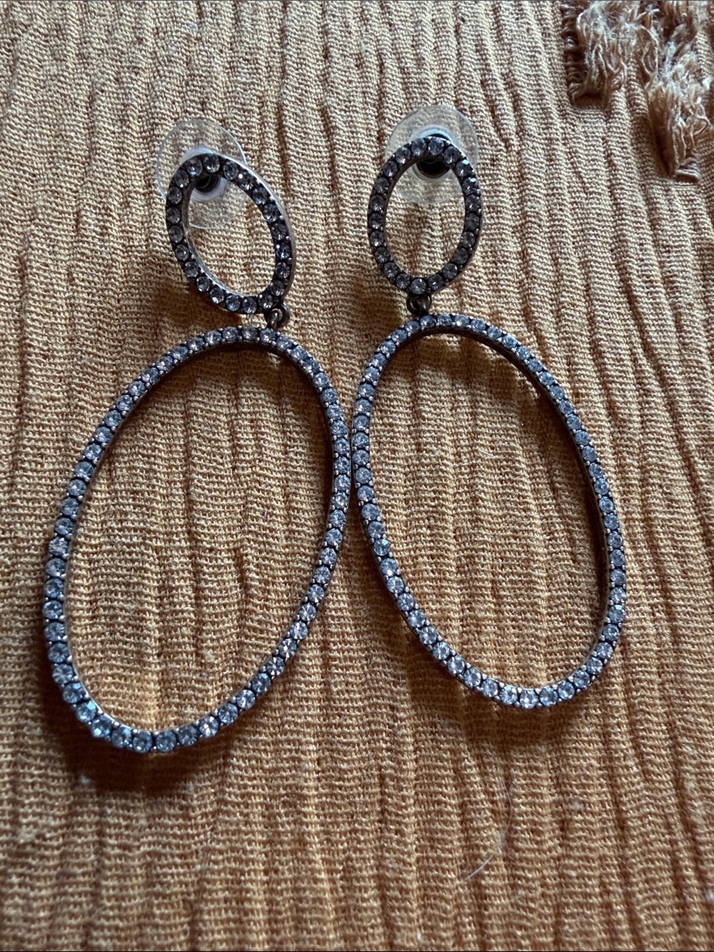 J. Crew Oval Crystal Pave Double Drop Earrings